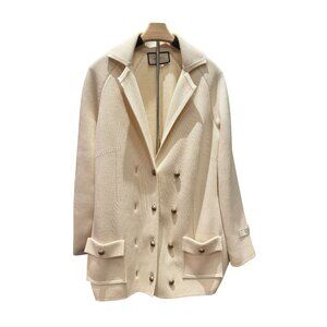 Gucci Womens Beige Wool Double-Breasted Jacket M